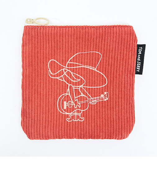 トムとジェリー (ペコスおじさん) フロッキー配色フラットポーチ トムジェリ