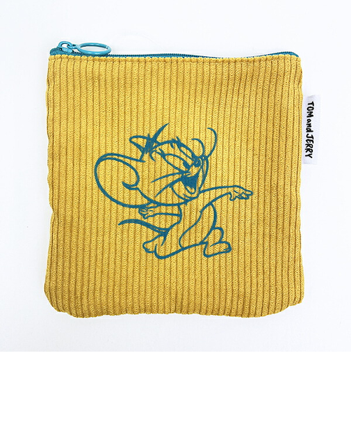 トムとジェリー (ジェリー) フロッキー配色フラットポーチ トムジェリ