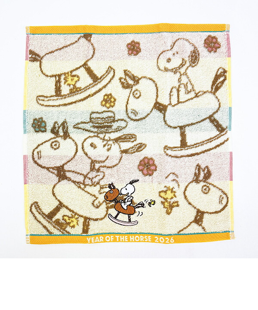 スヌーピー ウォッシュタオル Zodiac horse(午) アイボリー ハンカチ 西川 SNOOPY
