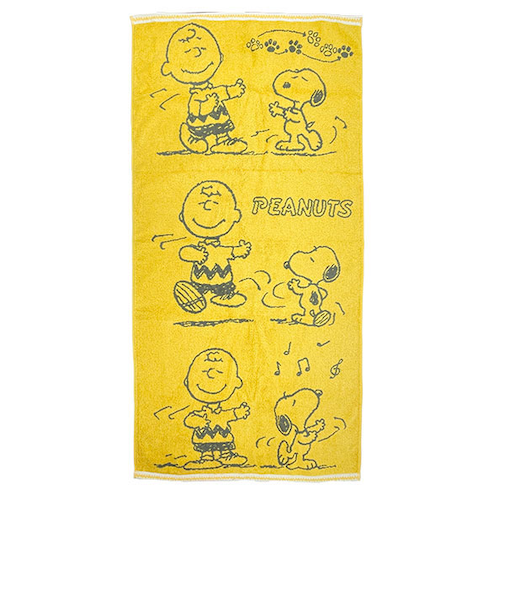 スヌーピー バスタオル ダンス柄(イエロー) 西川 日本製 SNOOPY