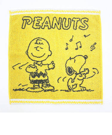 スヌーピー ウォッシュタオル ダンス柄(イエロー) ハンカチ 西川 日本製 SNOOPY