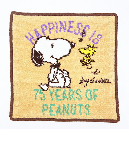 スヌーピー シェニールミニタオル ベージュ ハンカチ 西川 日本製 PEANUTS 75th SNOOPY
