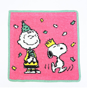 スヌーピー シェニールミニタオル ピンク ハンカチ 西川 日本製 PEANUTS 75th SNOOPY