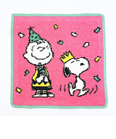 スヌーピー シェニールミニタオル ピンク ハンカチ 西川 日本製 PEANUTS 75th SNOOPY