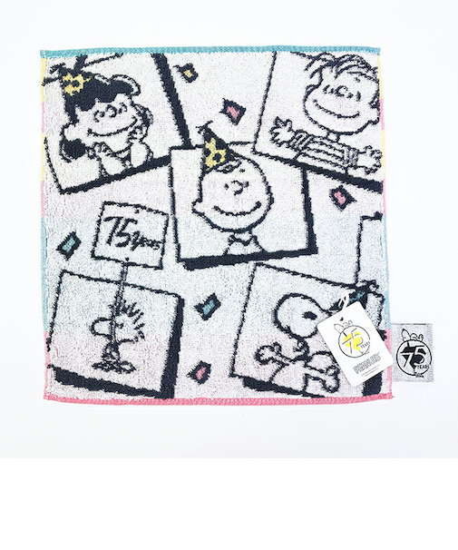 スヌーピー ミニタオル ホワイト ハンカチ 西川 PEANUTS 75th SNOOPY