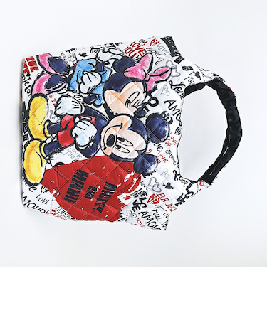 ディズニー ミッキー＆ミニー総柄 中綿トートバッグ  Disney