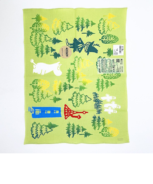 ムーミン お散歩緑 注染のハンカチ MOOMIN