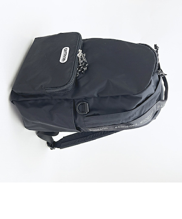 OUTDOOR PRODUCTS ラスターツイル ロゴプリントリュック ブラック アウトドアプロダクツ