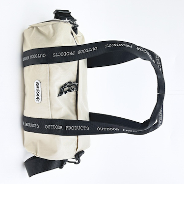 OUTDOOR PRODUCTS ラスターツイル ロゴプリントロールボストンバッグ ベージュ ショルダーバッグ