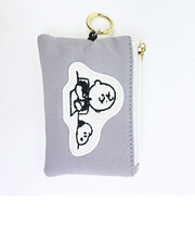 スヌーピー ＆チャーリーブラウン パスポーチ グレー アップリケ 定期入れ SNOOPY