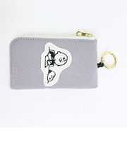 スヌーピー キーパスポーチ グレー アップリケ 定期入れ キーケース SNOOPY