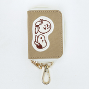スヌーピー スマートキーケース ベージュ アップリケ SNOOPY
