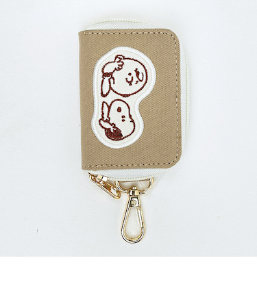 スヌーピー スマートキーケース ベージュ アップリケ SNOOPY