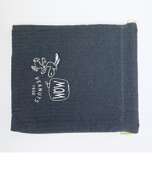 スヌーピー MOM メッシュ巾着 ブルーグレー SNOOPY