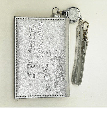 スヌーピー メタリック 2つ折りパスケース ICカードケース シルバー SNOOPY