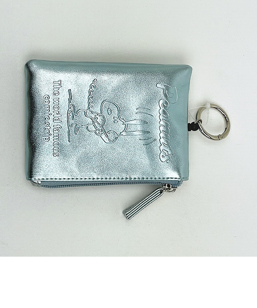 スヌーピー パスポーチ ブルー メタリック 定期入れ SNOOPY