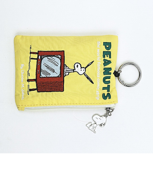 スヌーピー ALL刺繍パスポーチ イエロー 定期入れ SNOOPY