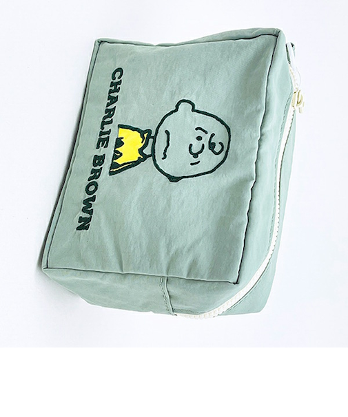 スヌーピー チャーリーブラウン スクエアポーチ アップリケ刺繍 SNOOPY