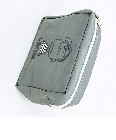 スヌーピー ライナス スクエアポーチ アップリケ刺繍 SNOOPY