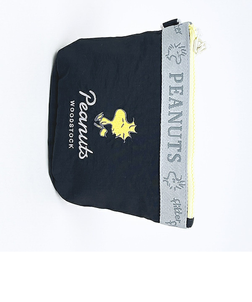 スヌーピー ウッドストック ラウンドボトムポーチ ブラック SNOOPY