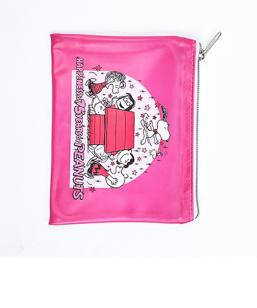 スヌーピー クリアポーチ ピンク PEANUTS 75th SNOOPY