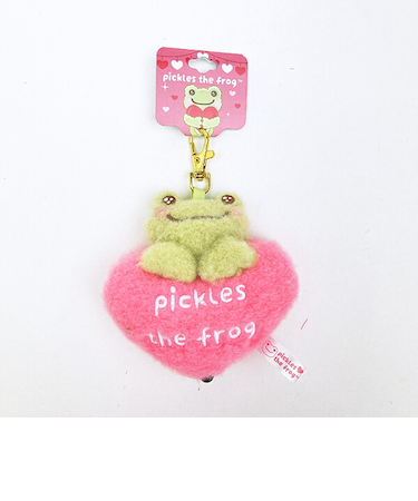 かえるのピクルス スマイルハート ぬいぐるみリール キーホルダー