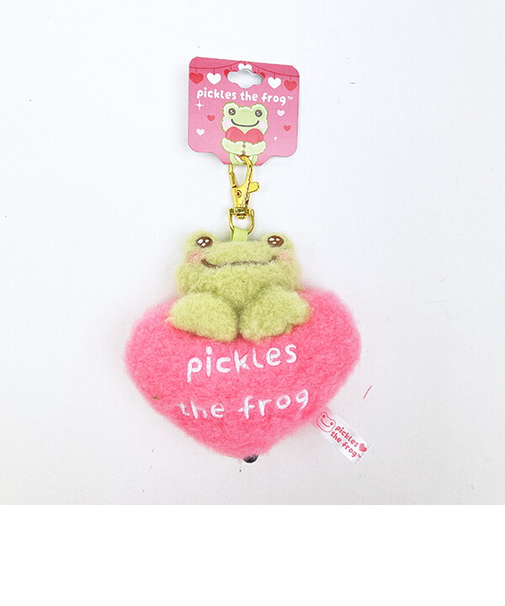 かえるのピクルス スマイルハート ぬいぐるみリール キーホルダー