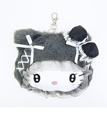 サンリオ ハローキティ フェイスリールパスケース ふわふわケープ ブラック sanrio