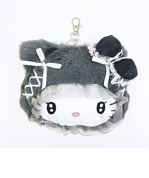 サンリオ ハローキティ フェイスリールパスケース ふわふわケープ ブラック sanrio