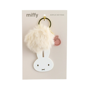 ミッフィー miffy ファー付きアクリルキーホルダー ベージュ