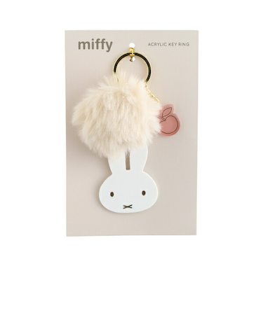 ミッフィー miffy ファー付きアクリルキーホルダー ベージュ