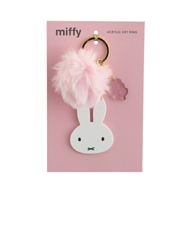 ミッフィー miffy ファー付きアクリルキーホルダー ピンク