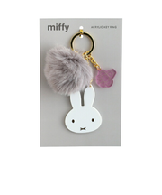ミッフィー miffy ファー付きアクリルキーホルダー グレー