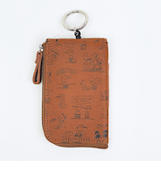 スヌーピー キー&パスポーチ ブラウン エンボス SNOOPY