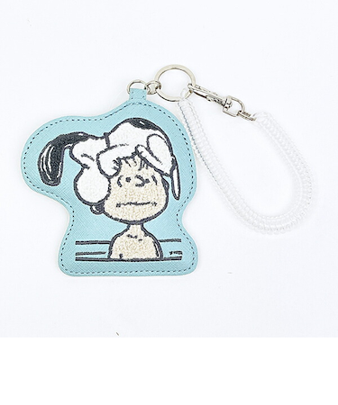 スヌーピー パスケース ダイカット刺繍 ブルー SNOOPY