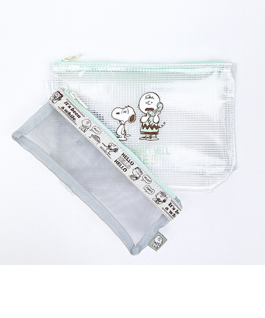 スヌーピー 洗面ポーチ 2Pセット グリーン 旅行 SNOOPY