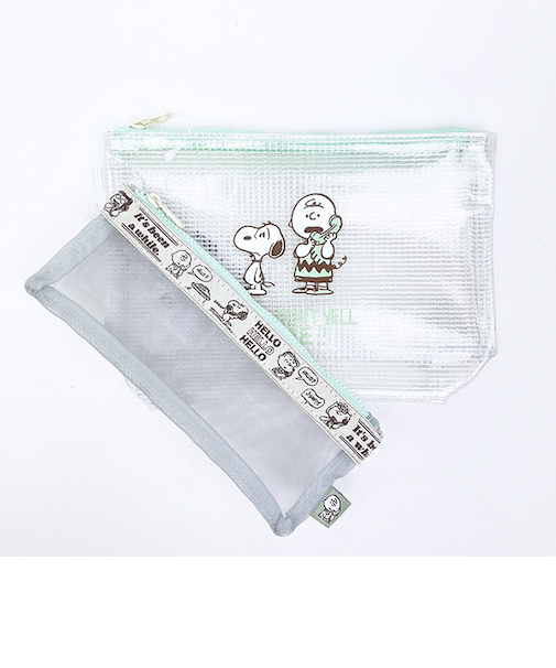 スヌーピー 洗面ポーチ 2Pセット グリーン 旅行 SNOOPY