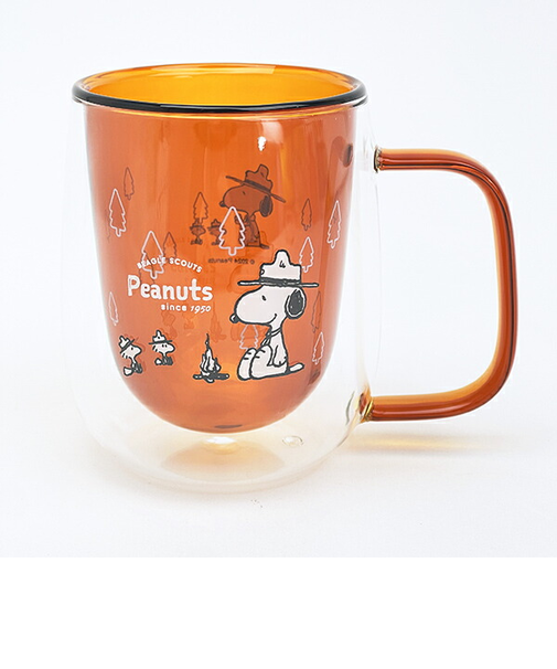 スヌーピー ビーグルスカウト ダブルウォール耐熱グラス マグカップ コップ SNOOPY
