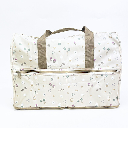 ミッフィー miffy 小花 折りたたみボストンバッグ(M) グレージュ