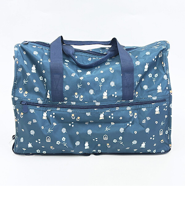 ミッフィー miffy 小花 折りたたみボストンバッグ(M) ネイビー