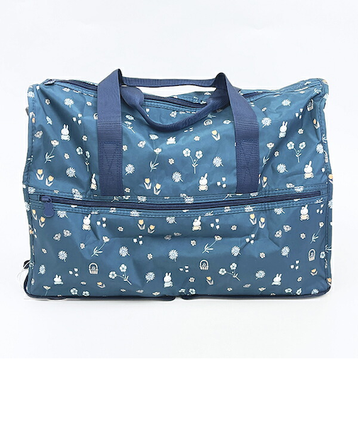 ミッフィー miffy 小花 折りたたみボストンバッグ(M) ネイビー