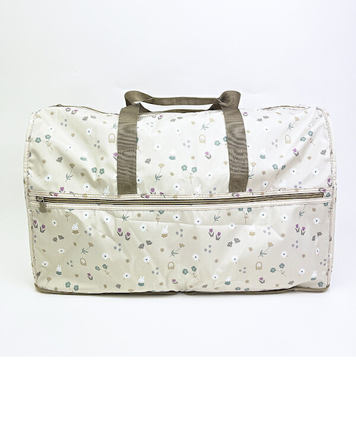 ミッフィー miffy 小花 折りたたみボストンバッグ(L) グレージュ