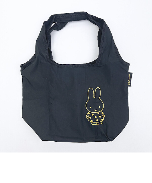 ミッフィー miffy 70th 折りたたみエコバッグ(S) ゴールド＆ブラック