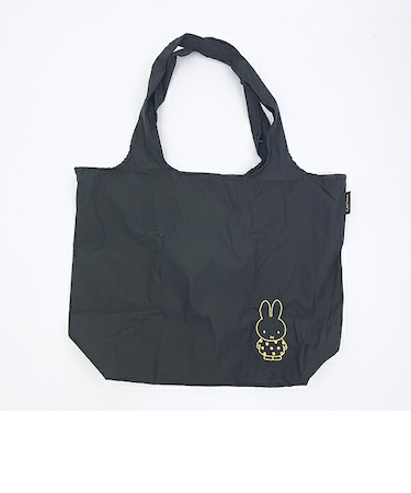 ミッフィー miffy 70th 折りたたみエコバッグ(M) ゴールド＆ブラック