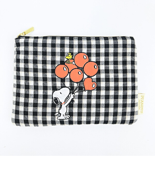 スヌーピー フラットポーチ (バルーンチェック) SNOOPY