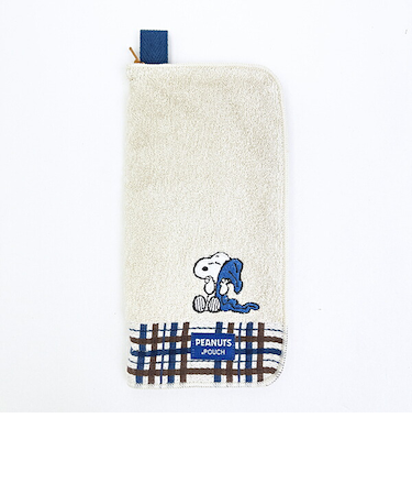 スヌーピー オーガニックコットン チェック  どっとポーチ SNOOPY