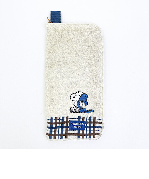 スヌーピー オーガニックコットン チェック  どっとポーチ SNOOPY