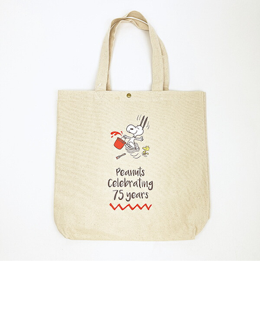 スヌーピー 帆布トートバッグ ナチュラル PEANUTS 75th SNOOPY