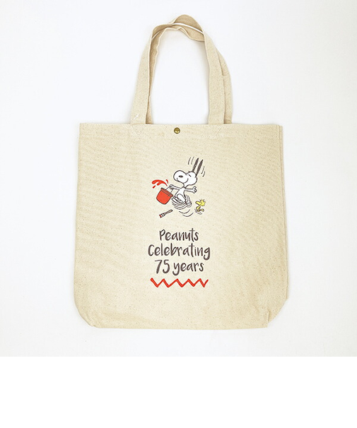 スヌーピー 帆布トートバッグ ナチュラル PEANUTS 75th SNOOPY