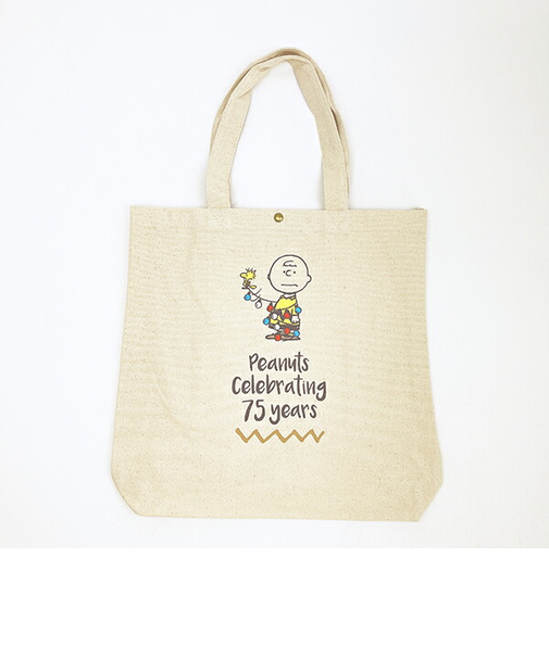 スヌーピー チャーリーブラウン 帆布トートバッグ ナチュラル PEANUTS 75th SNOOPY